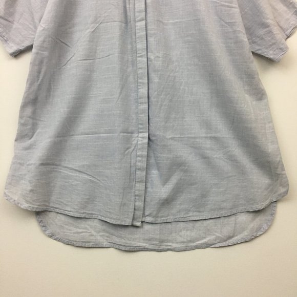 Zara Womens Size S Button Up Shirt Short Sleeve Light Blue Cotton Blend - Picture 4 of 12